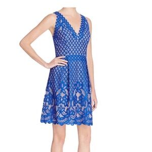 Royal blue, lace v-neck mini dress